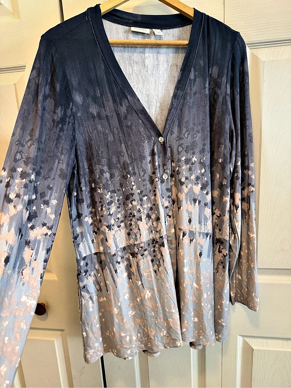 LOGO by Lori Goldstein  Women's Abstract Tunic Blouse Size Medium